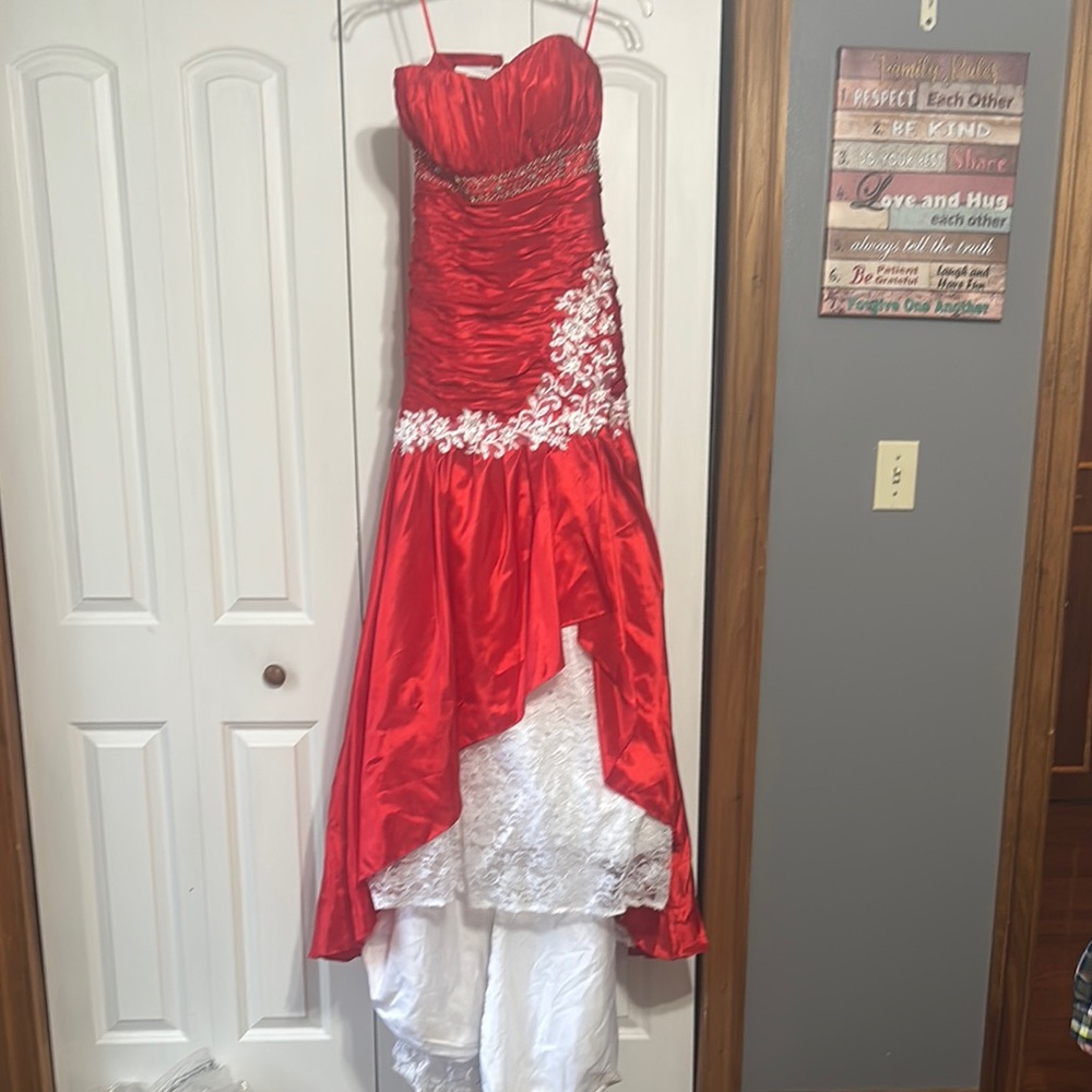 Elegant Red and White Gown